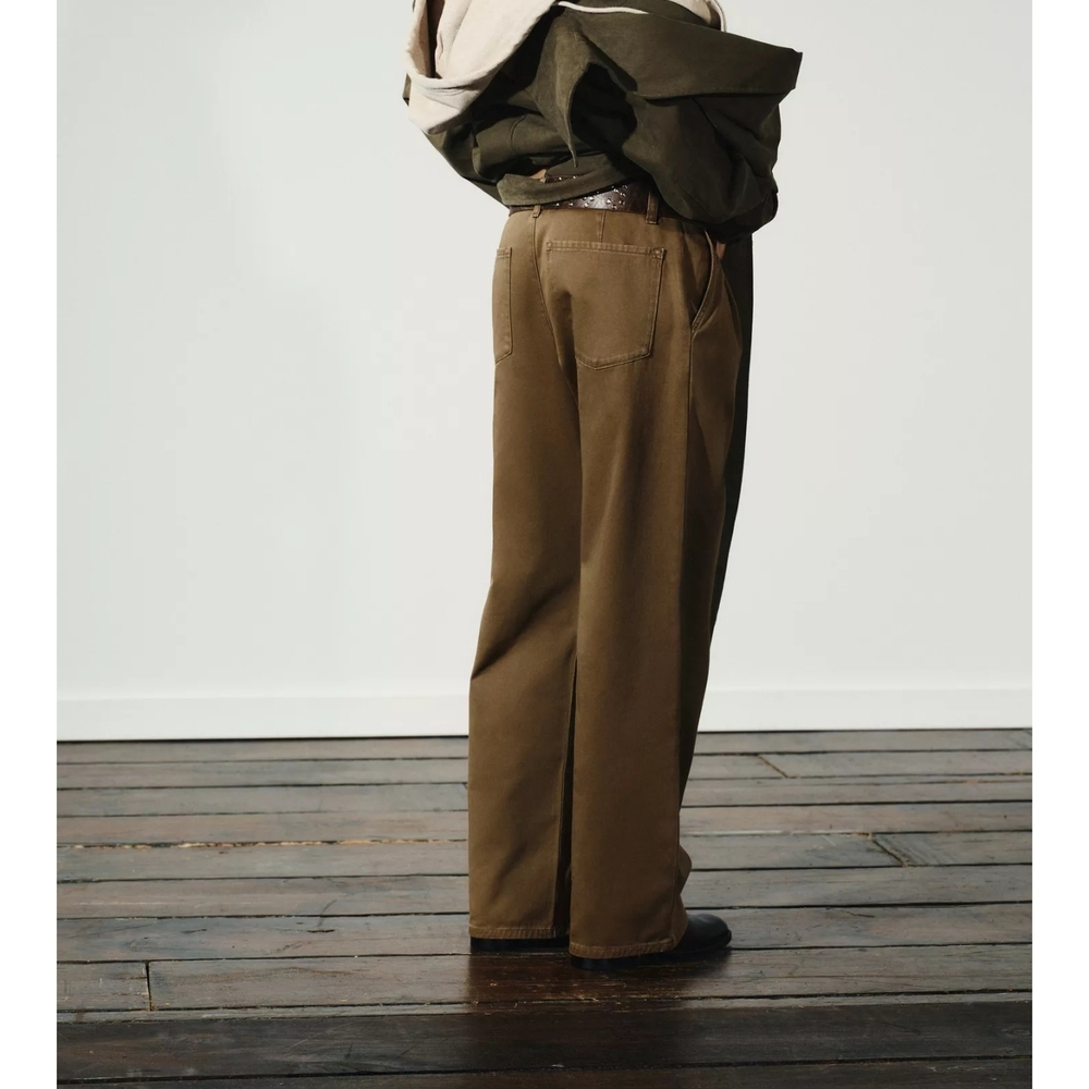 Zara Low Rise Chino Brown Pants - Picture 3 of 3